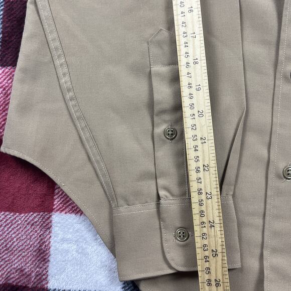 VTG Creighton Shirt Men 16x35 Beige Polyester Wool Blend USMC Marines Movie Prop - Picture 6 of 8